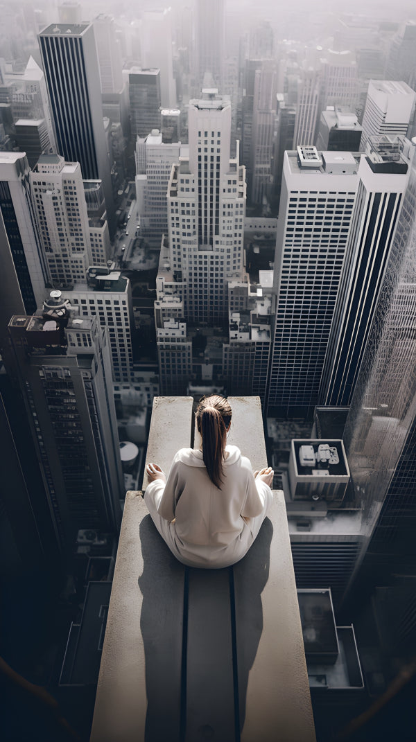 Vinyl Decal, Modern Cityscape Rooftop View Wall Art Poster Urban Skyline Decor