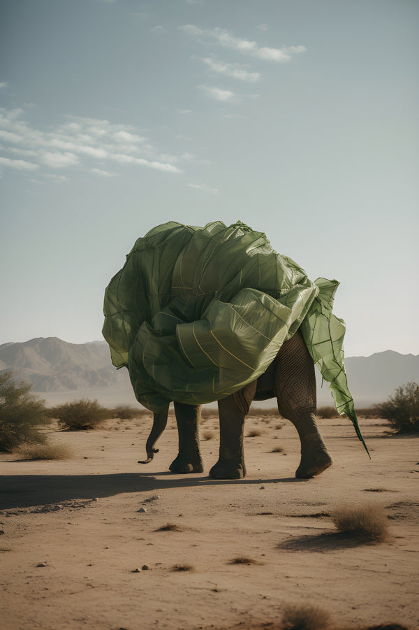 Vinyl Decal, Elephant in the Cabbage Patch Desert Wall Art Poster