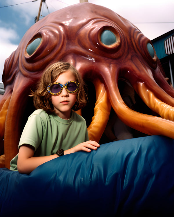 Vinyl Decal, Quirky Octopus Art Poster Funky Wall Decor for Kids Room