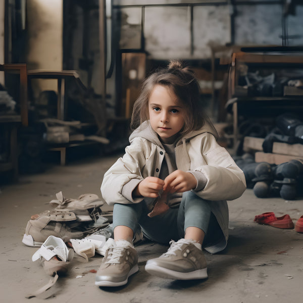 Vinyl Decal, Little Girl Sitting Among Shoes Wall Art Poster