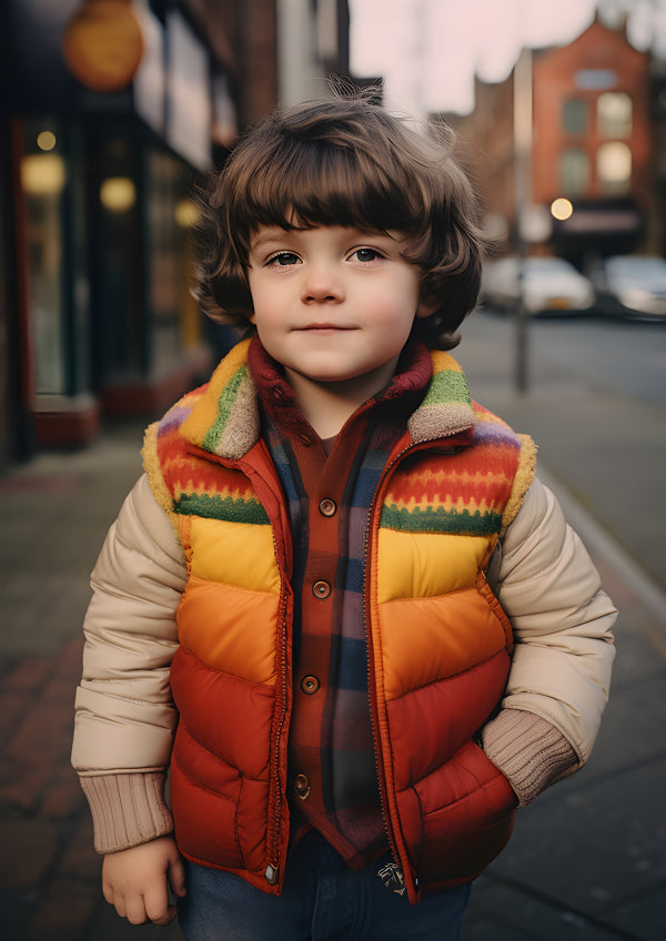 Vinyl Decal, Charming Young Boy Street Portrait Wall Art