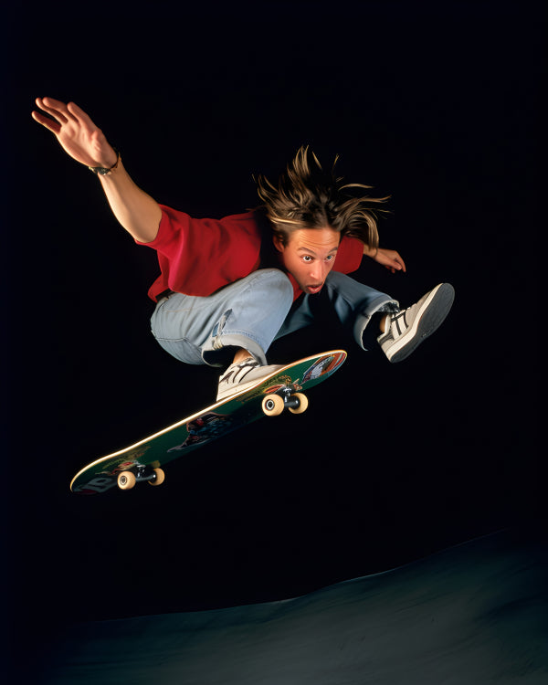 Vinyl Decal, Skateboarder Mid Air Jump Action Sports Photo Wall Art Poster Print