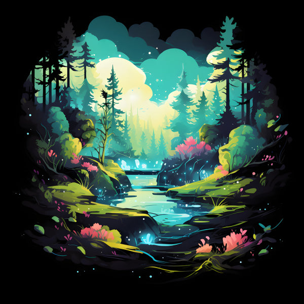 Vinyl Decal, Enchanted Forest Stream Artwork (5" x 7")