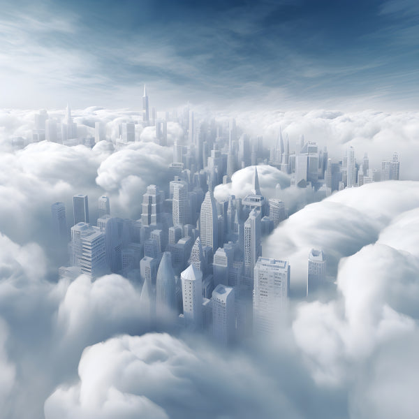 Vinyl Decal, Majestic Cityscape Emerging From Clouds At Dawn (5" x 7")