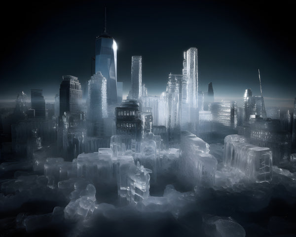 Vinyl Decal, An Icy Metropolis at Night (5" x 7")