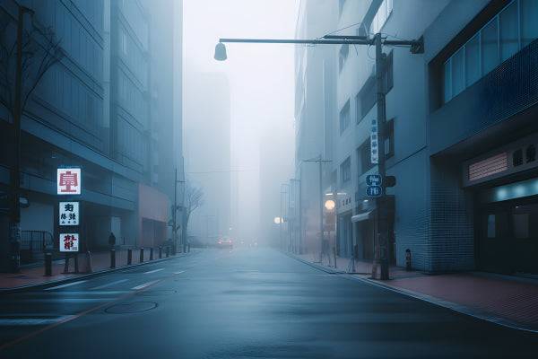 Vinyl Decal, Moody Urban Street at Night (5" x 7")