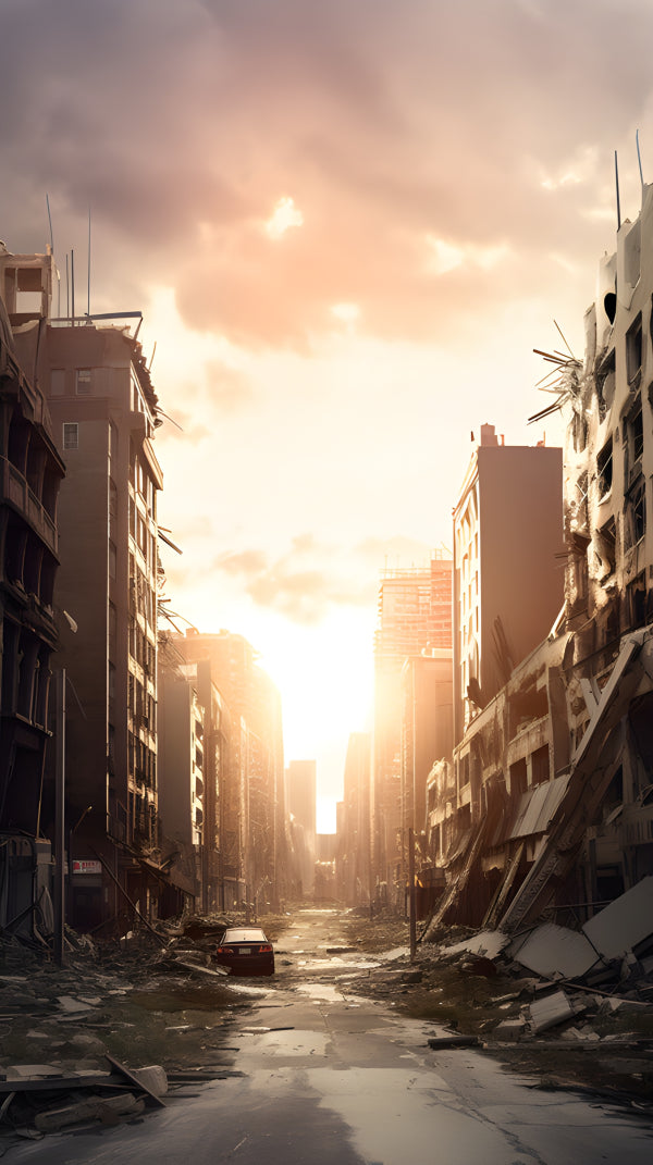 Vinyl Decal, Post-Apocalyptic City Street View (5" x 7")