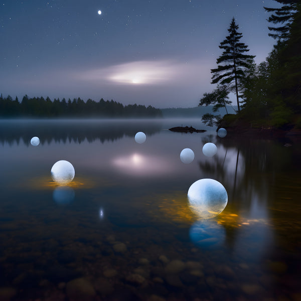 Vinyl Decal, Floating Glowing Spheres Night Light (5" x 7")