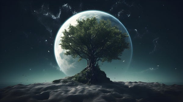 Vinyl Decal, Lone Tree on Moon (5" x 7")