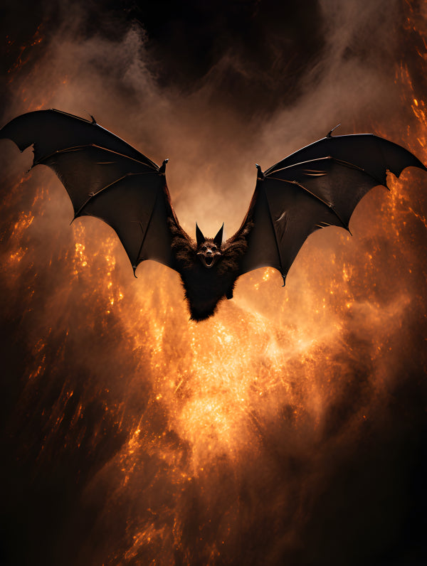 Vinyl Decal, Dramatic Black Bat Wall Art Print (5" x 7")