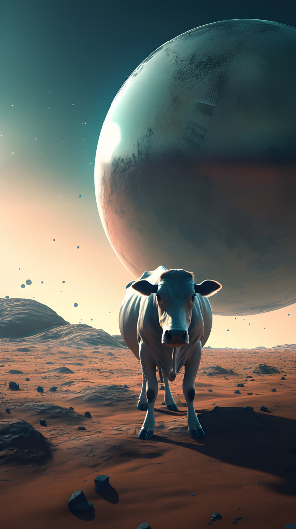 Vinyl Decal, Cow on Mars (5" x 7")