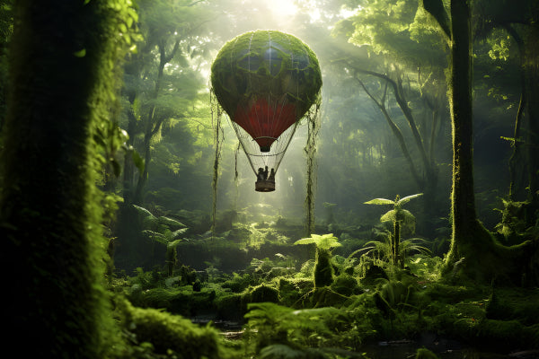 Vinyl Decal, Enchanting Jungle Hot Air Balloon Adventure (5" x 7")