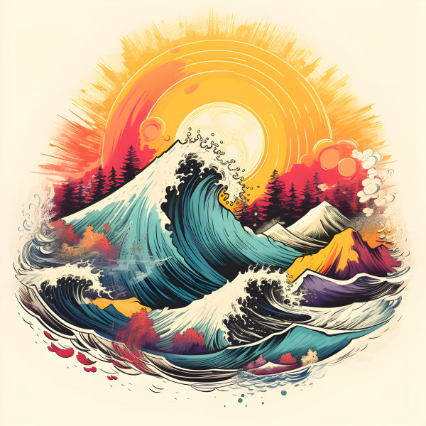 Vinyl Decal, Big Ocean Wave Wall Art Print (5" x 7")