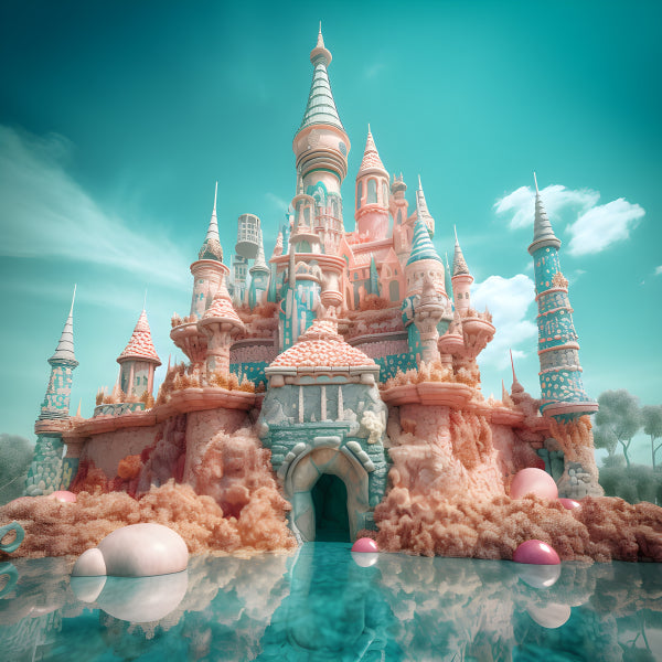 Vinyl Decal, Pastel Pink & Blue Candy Castle Miniature Figurine | Sweet Fantasy Kingdom Dessert Disp