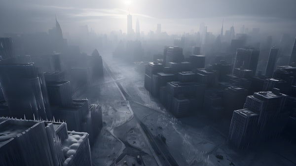 Vinyl Decal, An Apocalyptic Winter View of an Icy Urban Portrait (5" x 7")