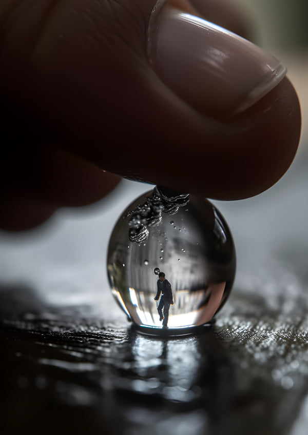 Vinyl Decal, Surreal Miniature Man Trapped in Water Drop Artistic Photo Print Wall Art (5" x 7")