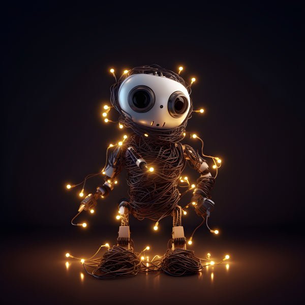 Vinyl Decal, Charming LED Wire Robot Figurine (5" x 7")