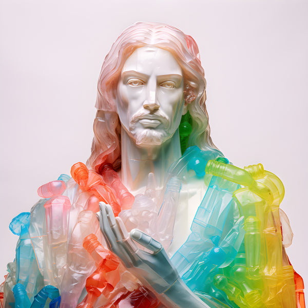 Vinyl Decal, Multicolor Recycled Plastic Bottle Jesus Christ Sculpture Art Statue for Home Decor (5"
