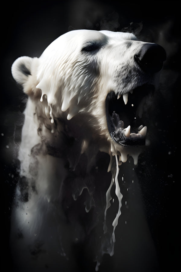 Vinyl Decal, Aggressive Polar Bear Wildlife Illustration Print (5" x 7")