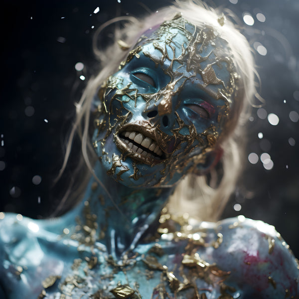 Vinyl Decal, Blue and Gold Metallic Flake Face Body Art Decoration Unique Cosplay Accessory Photo Pr