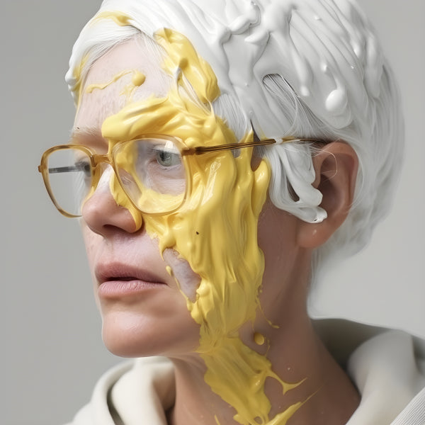 Vinyl Decal, Surreal Modern Art Photo Print Abstract Yellow White Paint Portrait (5" x 7")