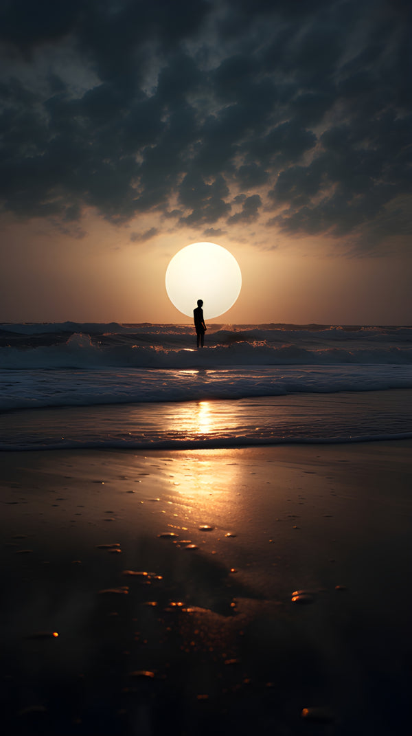 Vinyl Decal, Dramatic Sunset Beach Silhouette Photo Print (5" x 7")