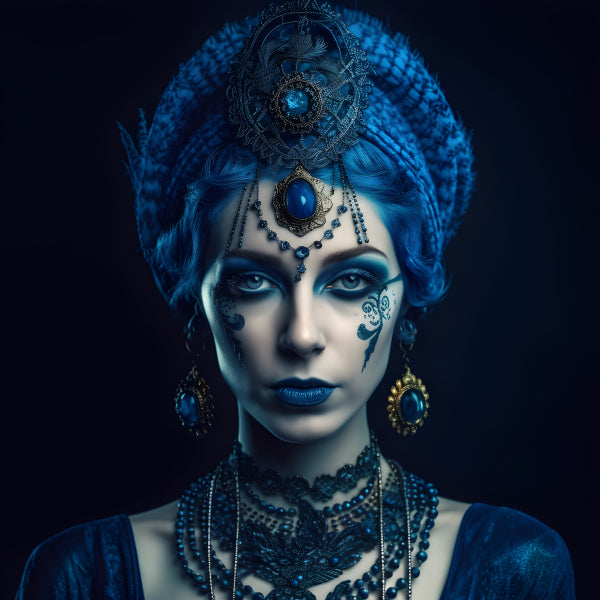 Vinyl Decal, Mystical Blue Enchantress Portrait (5" x 7")