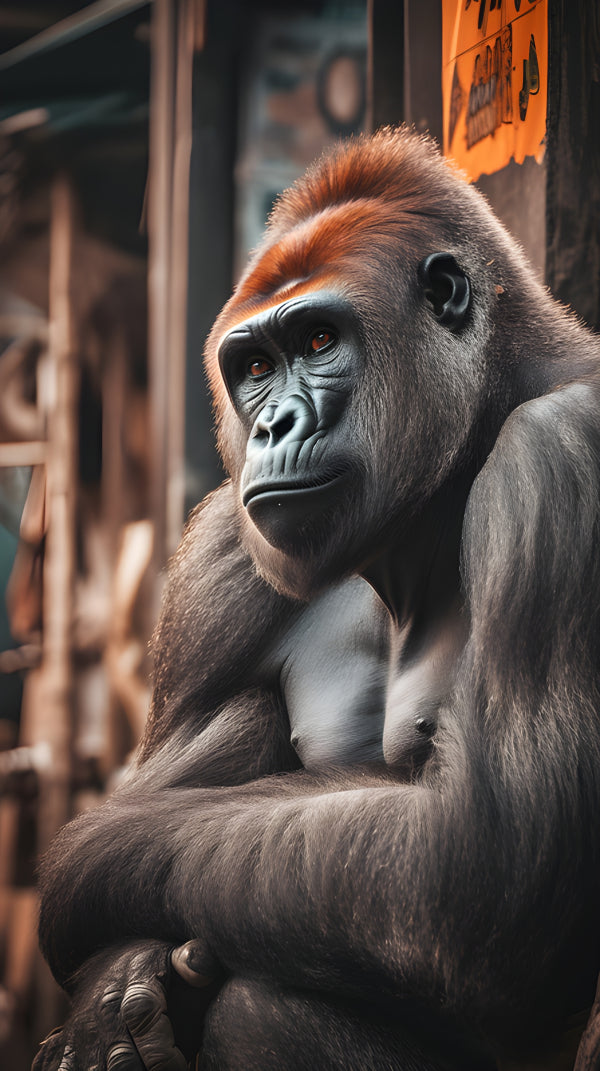Vinyl Decal, Majestic Silverback Gorilla Close-Up Portrait (5" x 7")