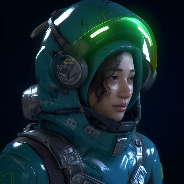 Vinyl Decal, Teal Astronaut Helmet and Suit for Sci-Fi Cosplay & Display (5" x 7")