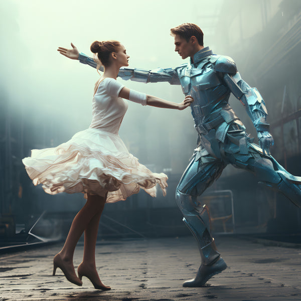 Vinyl Decal, Stunning Contrast of Classic Ballet and Sci-Fi Robot Armor (5" x 7")