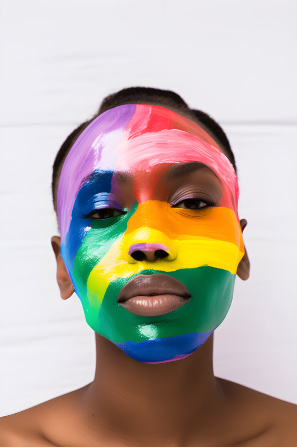 Vinyl Decal, Vibrant Rainbow Face Paint Photo Print Wall Art Decor, LGBTQ+ Pride Celebration, Modern