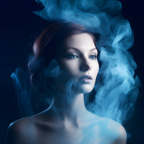 Vinyl Decal, Dramatic Conceptual Portrait of a Woman Surrounded by Blue Smoke or Vapor (5" x 7")