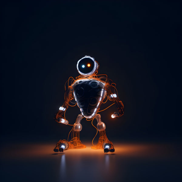 Vinyl Decal, Orange Glow Robot Figurine (5" x 7")