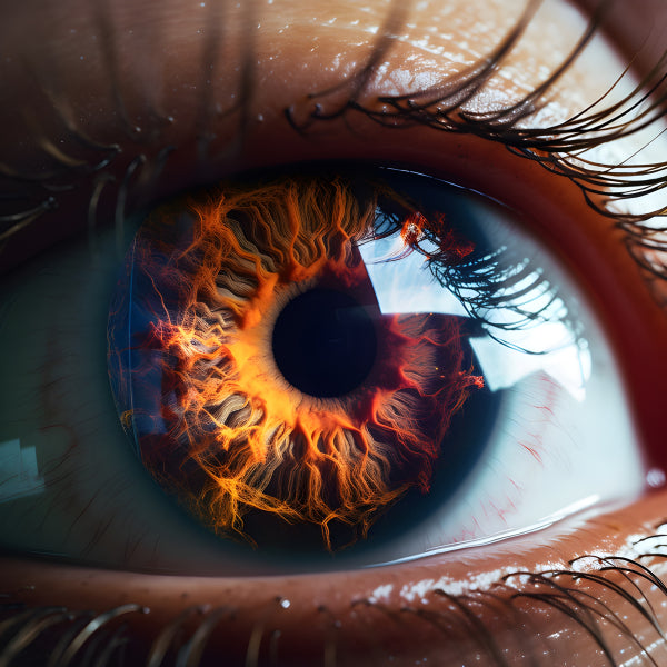 Vinyl Decal, Fiery Eye Iris Macro Photography Print (5" x 7")