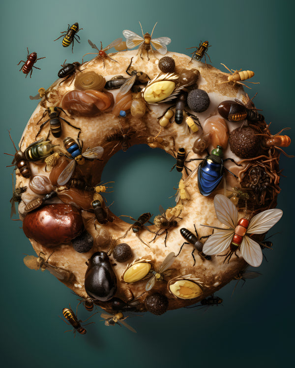 Vinyl Decal, Realistic Insect Art on Donut Sculpture (5" x 7")