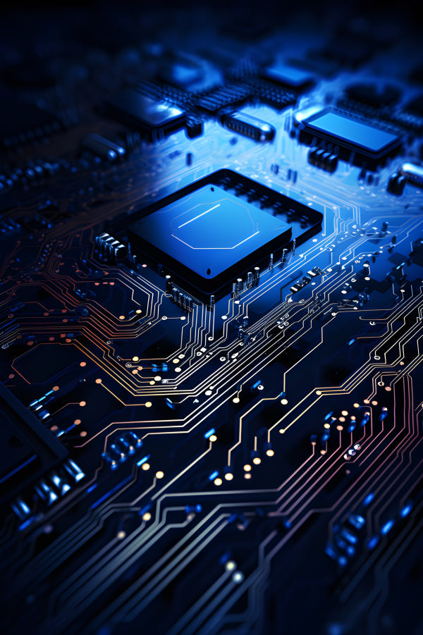 Vinyl Decal, Blue Circuit Board Computer Chip Motherboard Component | Advanced Digital Technology Ba