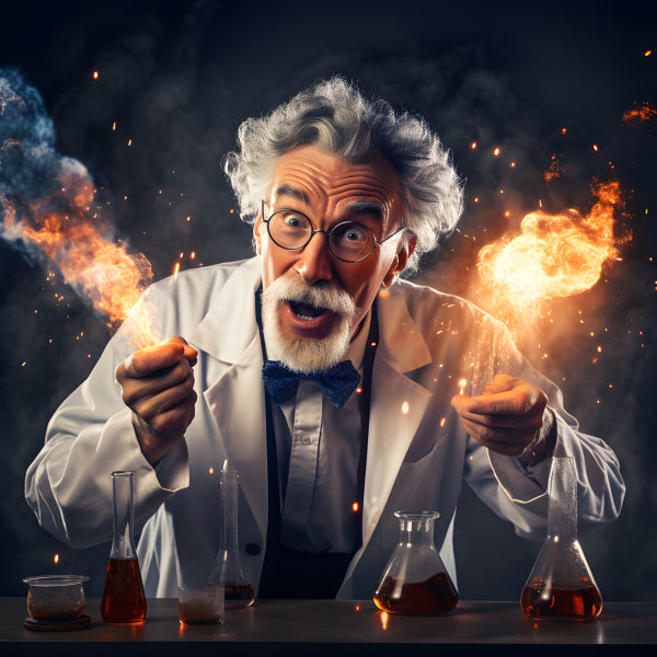 Vinyl Decal, Excited Professor Science Experiment Fire Explosion Funny Photo Print (5" x 7")