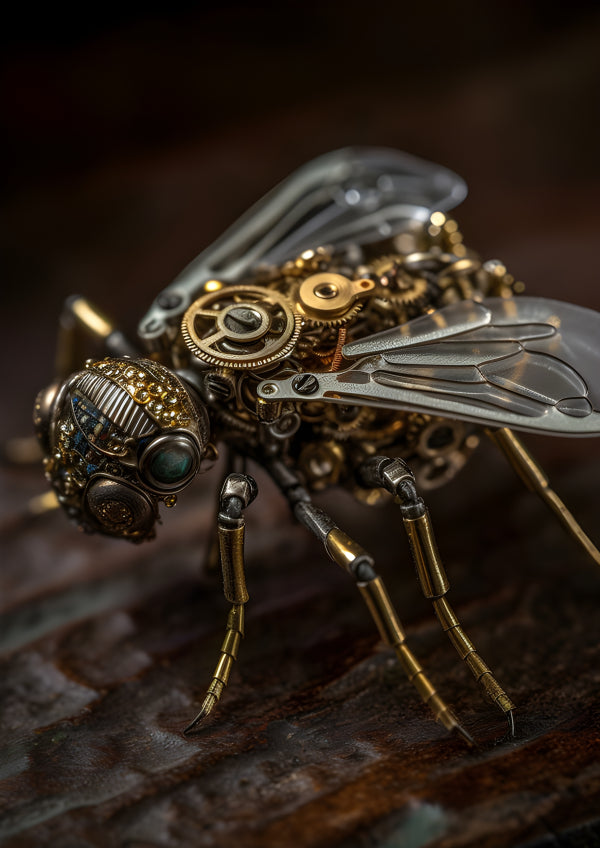 Vinyl Decal, Steampunk Mechanical Bee 3D Metal Puzzle Model Kit (5" x 7")