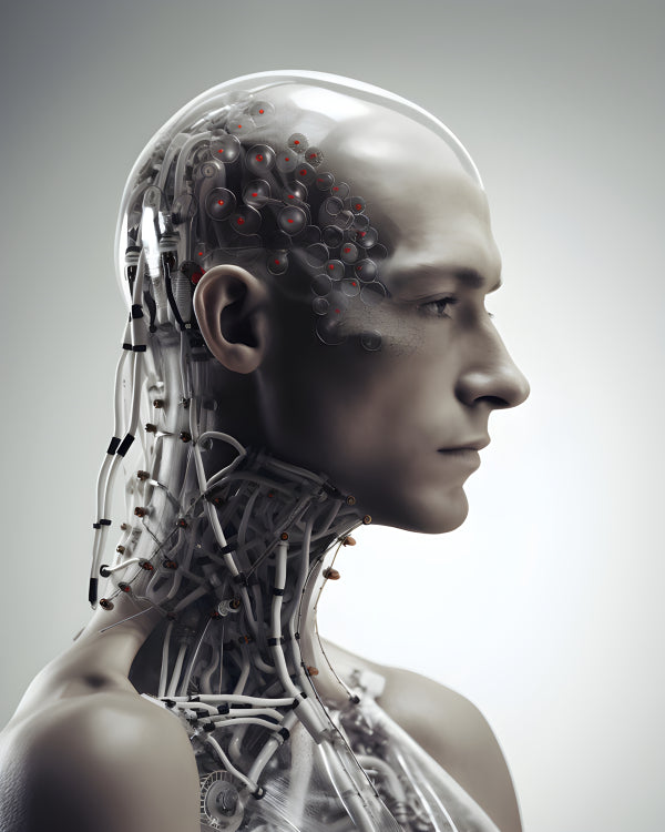 Vinyl Decal, Artificial Intelligence Humanoid Robot Head Science Fiction Tech Art (5" x 7")