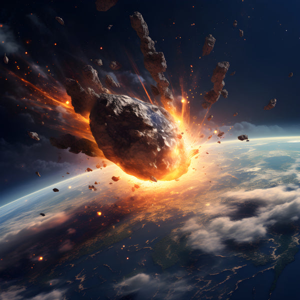 Vinyl Decal, Spectacular Asteroid Meteorite Impact Scene on Planet Earth in Deep Space Celestial Ast