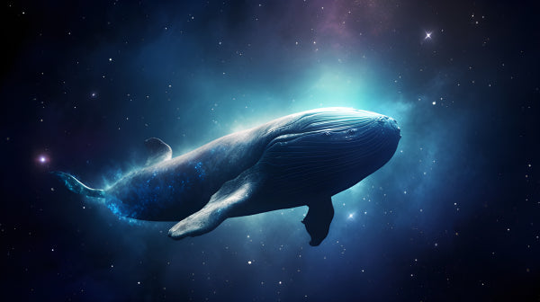 Vinyl Decal, Surreal Art Design of a Whale Floating in Space with Cosmic Background (5" x 7")