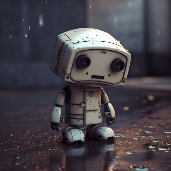 Vinyl Decal, Adorable Small White Robot Figurine Collectible Toy for Desk or Shelf Decoration, Sci-F