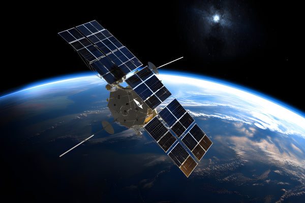 Vinyl Decal, Space Satellite Over Planet Earth, Navigation and Telecommunication Technology (5" x 7"