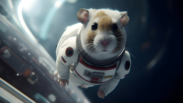 Vinyl Decal, Cute Astronaut Hamster in Space Premium AI-Generated Image Print, Adorable Pet Rodent i