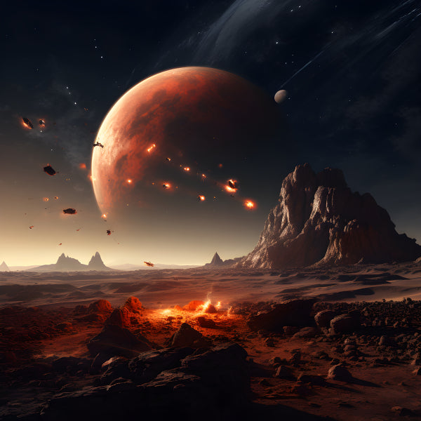 Vinyl Decal, Red Planet Alien Landscape Digital Art Print | Sci-Fi Space Poster (5" x 7")