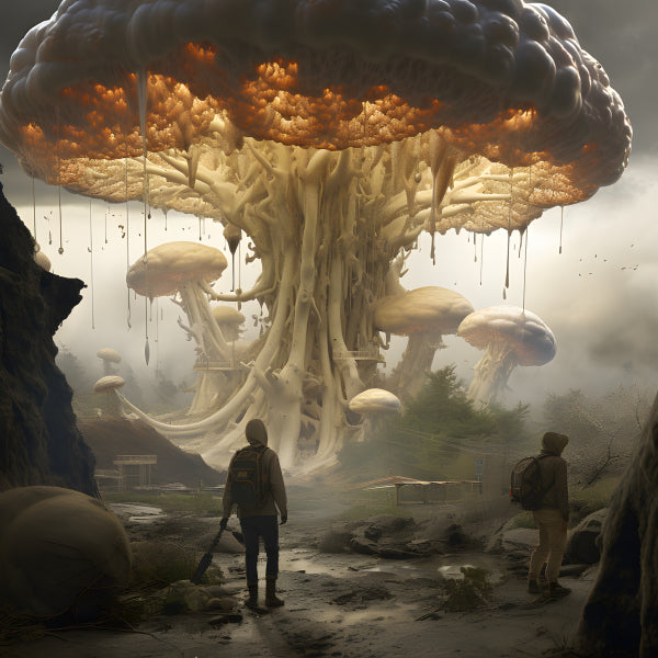 Vinyl Decal, Post-Apocalyptic World with Towering Mushroom City (5" x 7")