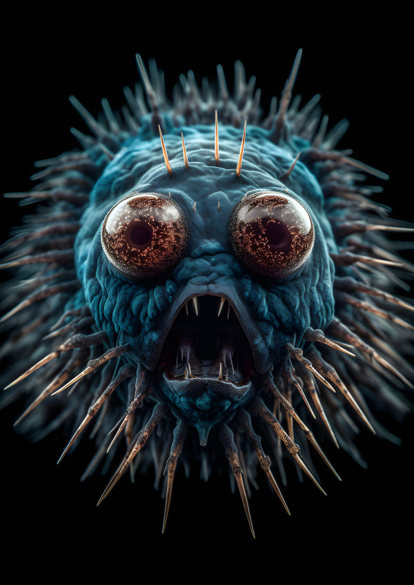 Vinyl Decal, Strange Blue Spiky Deep Sea Alien Creature Organism Illustration Print (5" x 7")