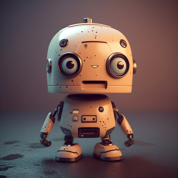 Vinyl Decal, Cute Retro Style Robot Action Figure (5" x 7")