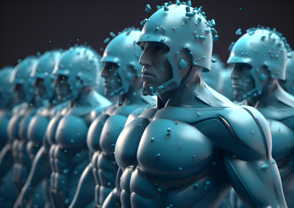 Vinyl Decal, Futuristic Soldier Figurines Armored Cybernetic (5" x 7")