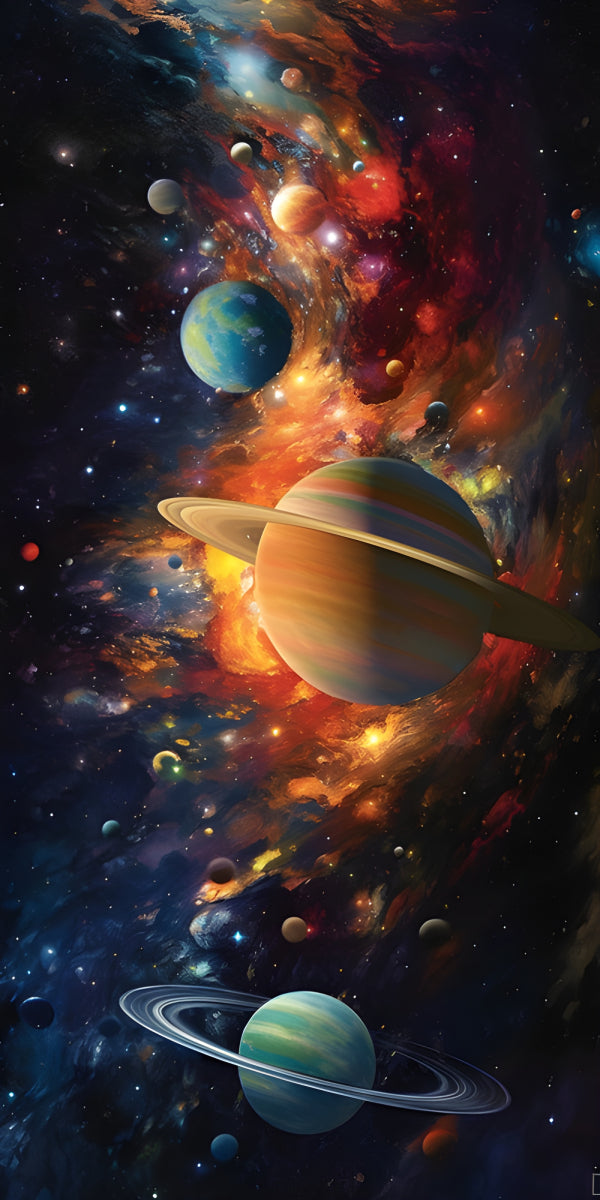 Vinyl Decal, Planetary System in Deep Space (5" x 7")